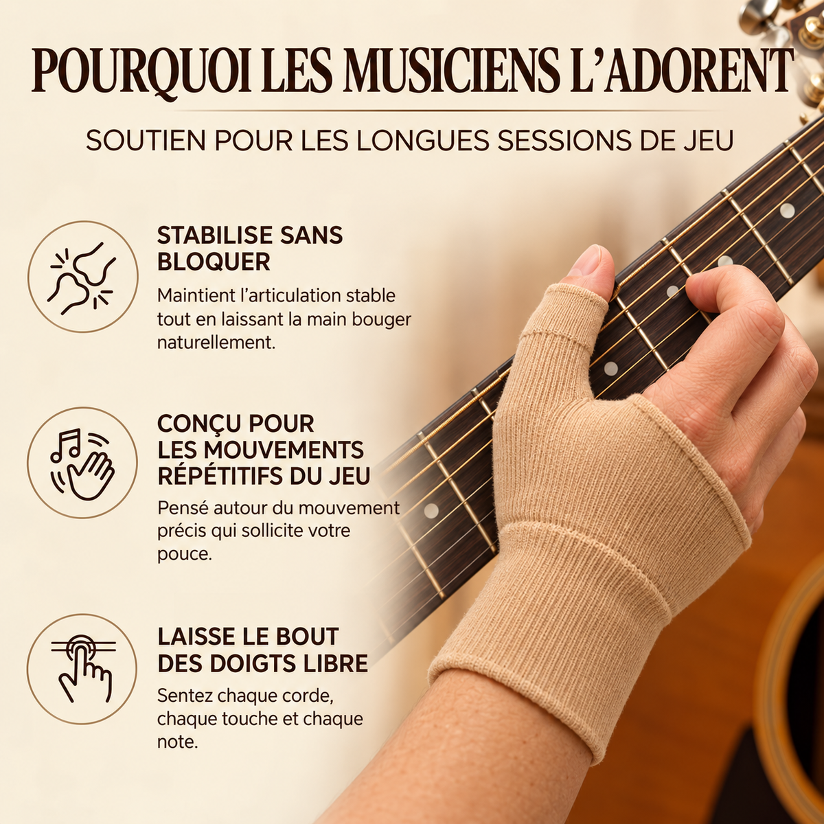 Le stabilisateur de pouce pour guitaristes