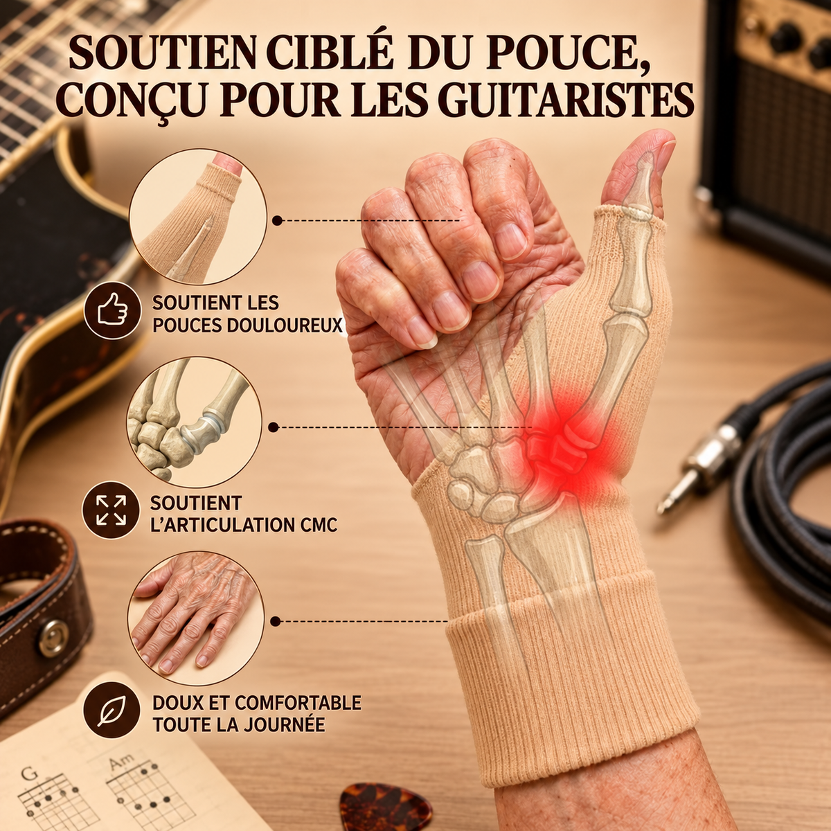 Le stabilisateur de pouce pour guitaristes